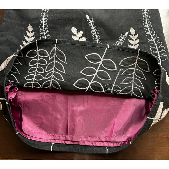 Boden Black Embroidered Garden Chic Cottagecore A-Line Skirt Lined 100% Cotton S - Picture 6 of 9